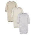 thumbnail image 1 of Gerber Baby Neutral Long Sleeve Gowns, 3-Pack, Sizes Newborn - 0/3 Months, 1 of 14