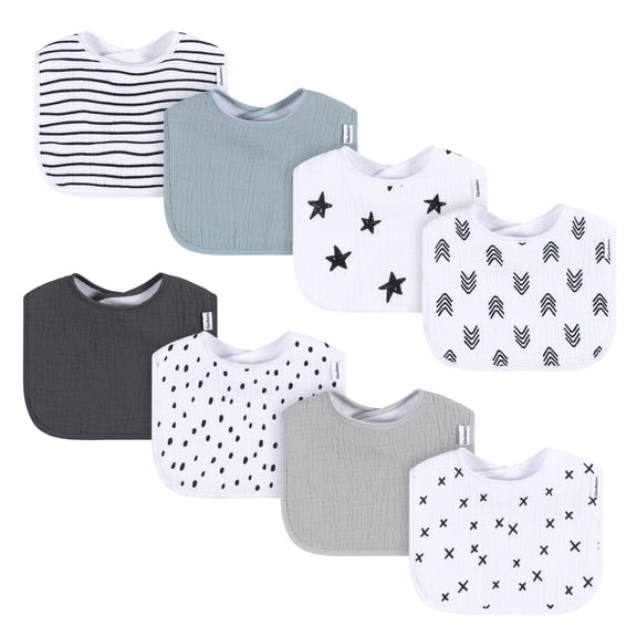 Gerber Baby Neutral Muslin Drooling Bibs, 8-Pack, One Size