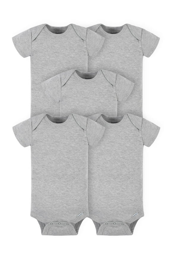 Baby Girl or Boy Gender Neutral Onesies Brand Cotton Rib Bodysuits, 5-Pack