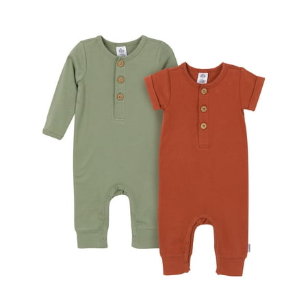 Gerber Baby Neutral Rompers, 2-Pack, Sizes Newborn - 24 Months