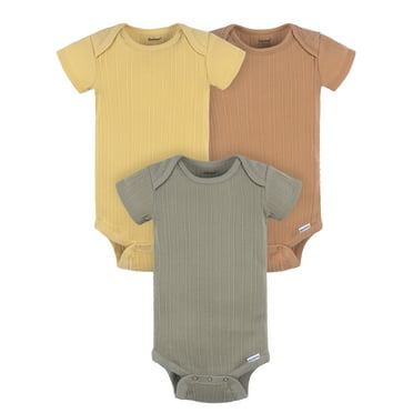 Gerber Baby Neutral Short Sleeve Bodysuits, 3-Pack, Sizes Newborn - 24 Months
