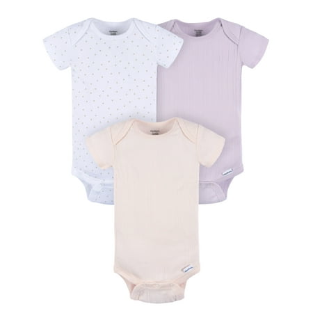 Gerber Baby Neutral Short Sleeve Onesies, 3-Pack, Sizes Newborn - 24 Months