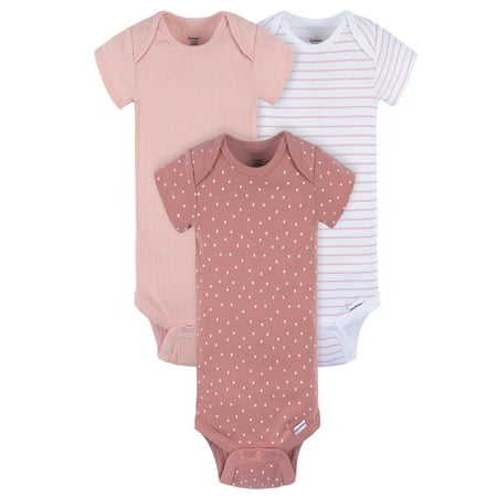 Gerber Baby Neutral Short Sleeve Onesies, 3-Pack, Sizes Newborn - 24 Months