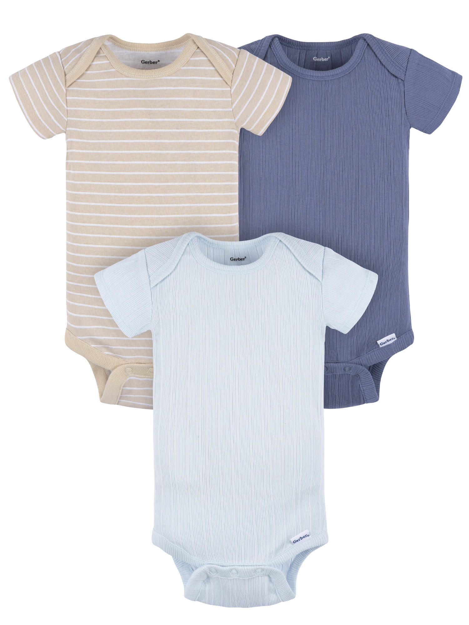 Gerber Baby Neutral Short Sleeve Onesies, 3-Pack, Sizes Newborn - 24 Months