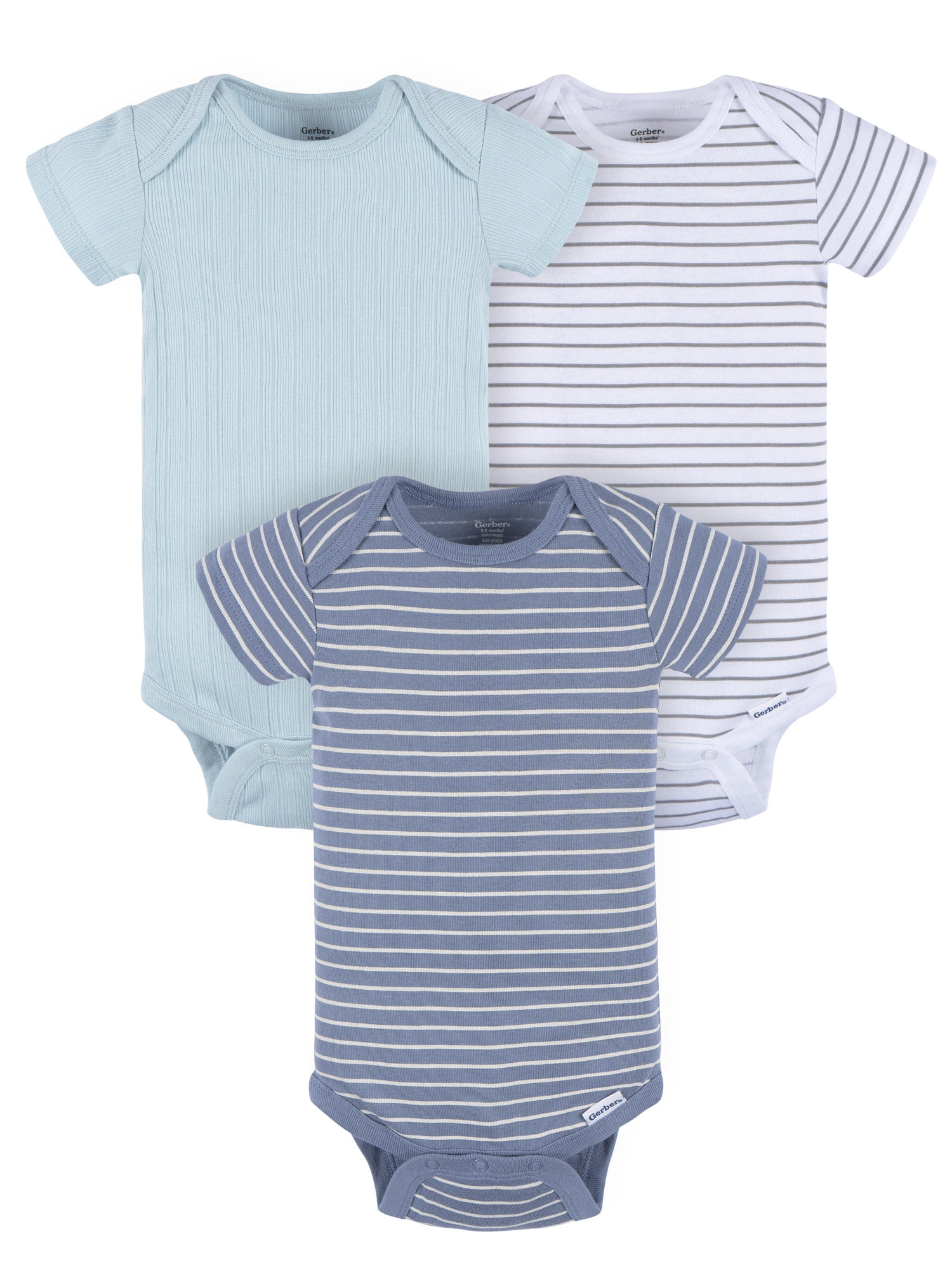 Gerber Baby Neutral Short Sleeve Onesies, 3-Pack, Sizes Newborn - 24 Months