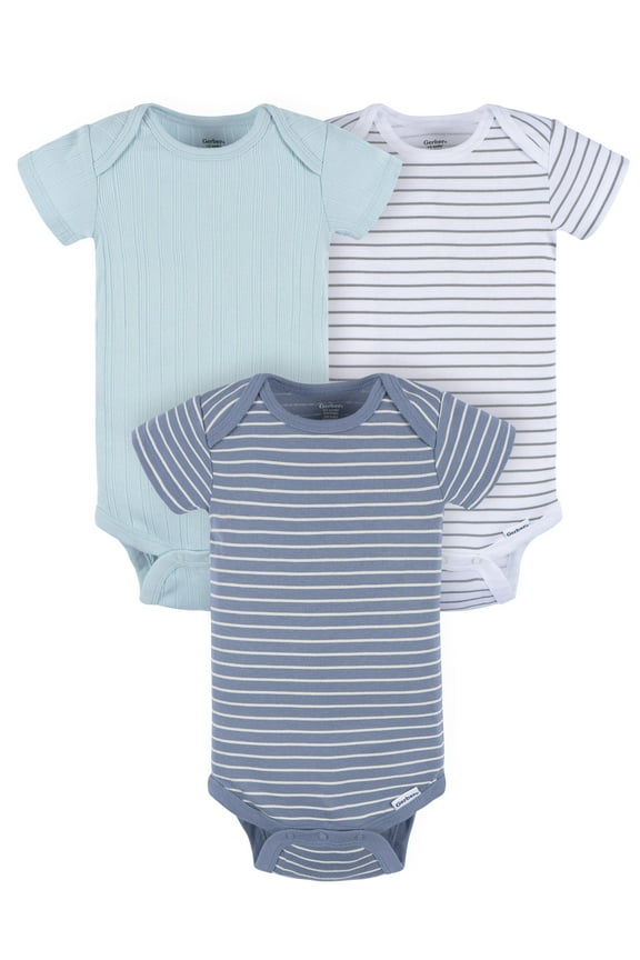 Baby Neutral Short Sleeve Onesies, 3-Pack, Sizes Newborn - 24 Months