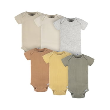 Gerber Baby Neutral Short Sleeve Bodysuits, 6-Pack, Sizes Newborn - 24 Months