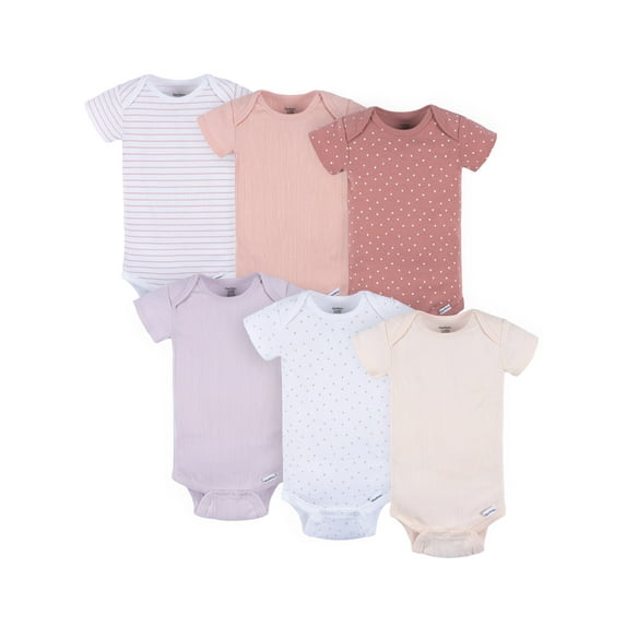 Gerber Baby Neutral Short Sleeve Bodysuits, 6-Pack, Sizes Newborn - 24 Months