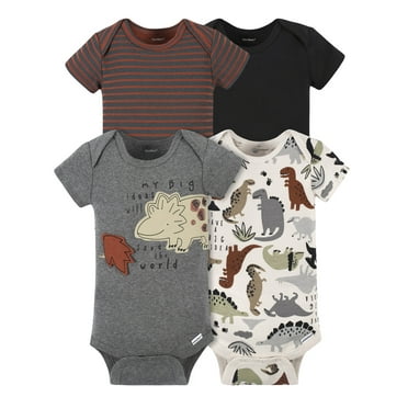 Gerber Baby Neutral Short Sleeve Onesies Bodysuits, 4-Pack, Sizes Newborn - 24 Months