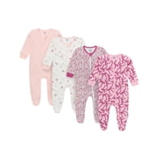 Gerber Baby Neutral Sleep N´ Play 2-Way Zipper Footed Pajamas, 4-Pack, Sizes, Newborn - 6/9 Months
