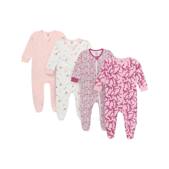 Gerber Baby Neutral Sleep N´ Play 2-Way Zipper Footed Pajamas, 4-Pack, Sizes, Newborn - 6/9 Months