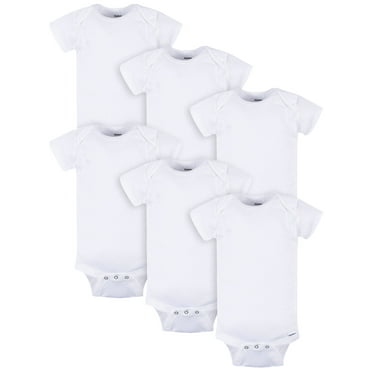 Gerber Baby Neutral White Grow With Me Assorted Onesies, 6-Pack, Sizes 0/3 Months - 12 Months