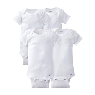 Gerber Baby Boy or Girl Neutral White Short Sleeve Cotton Onesies, 4-Pack, Sizes Newborn - 24 Months