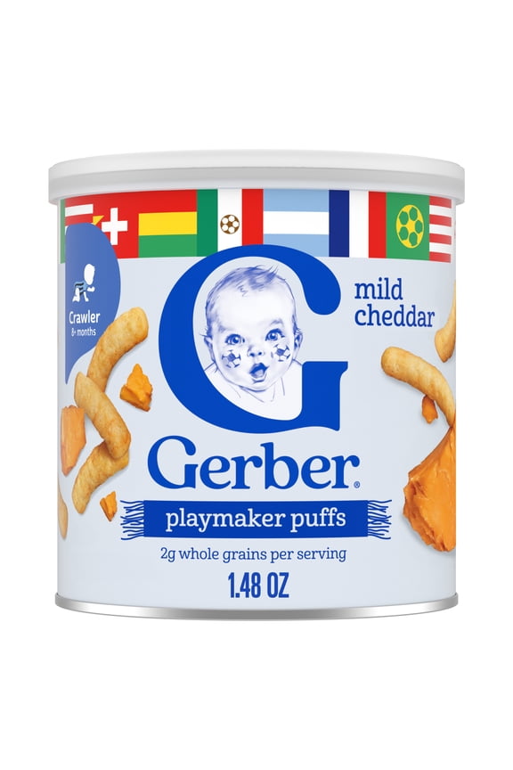 Playmaker Puffs, Mild Cheddar Game Day Baby Snacks, Lil' Crunchies, Stage 3 1.48 oz