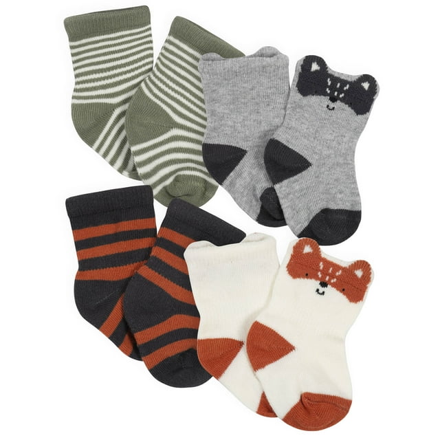 Gerber Baby Stretch Cotton Wiggle Proof Socks, (4 Pack)