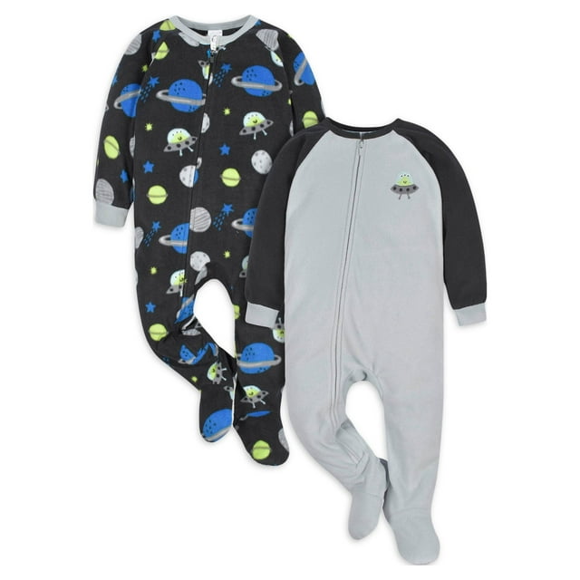 Gerber Baby & Toddler Neutral Microfleece Blanket Sleeper Pajamas, 2Pack, Sizes 0/3M5T