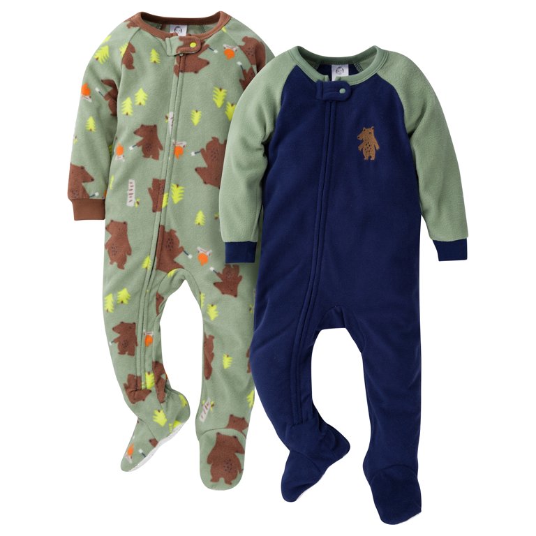 Gerber - Pijamas para niño con cobertura hasta los pies, paquete de 2  unidades