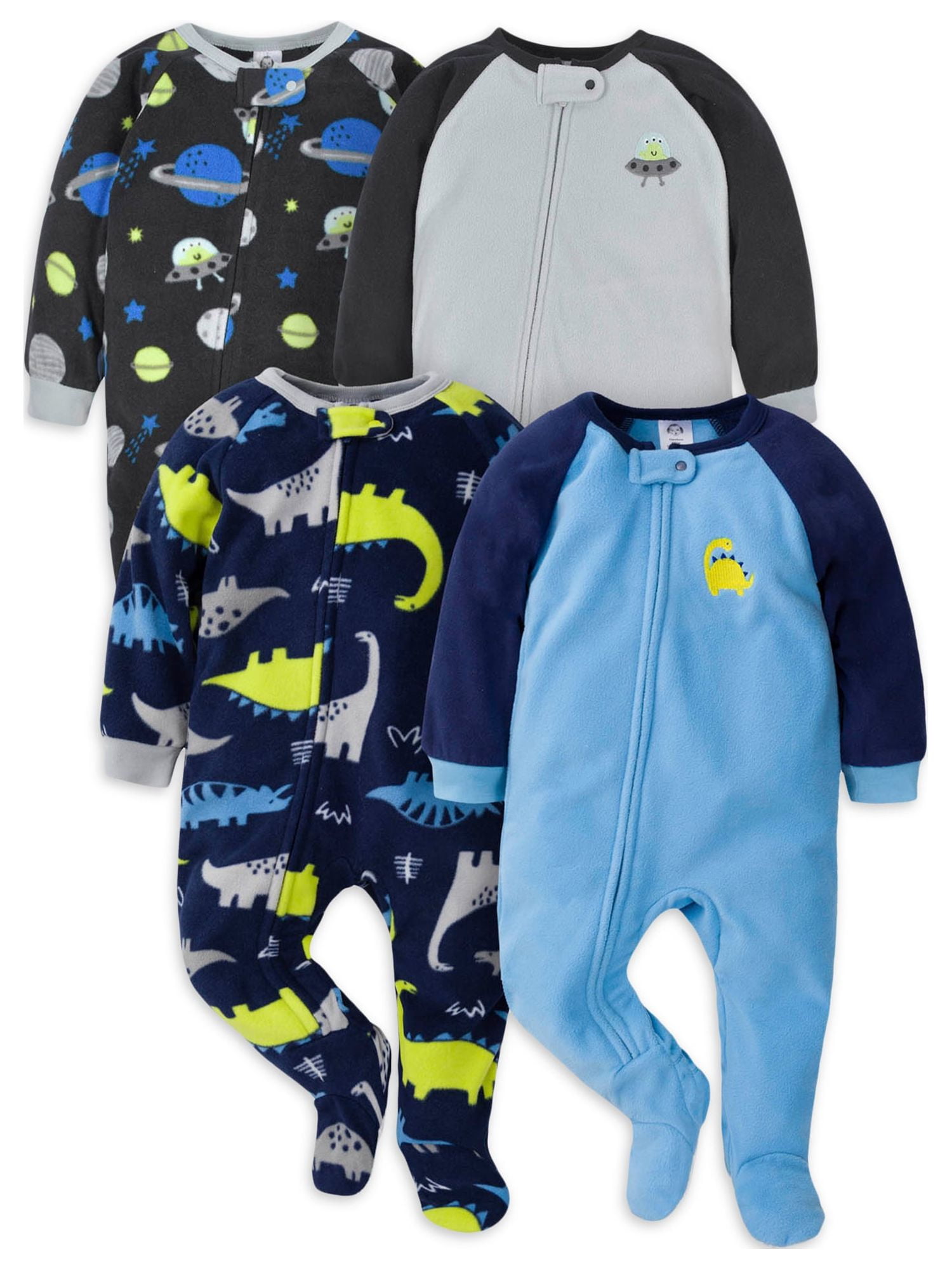 Gerber Baby & Toddler Boy Microfleece Blanket Sleeper Pajamas, 4Pack