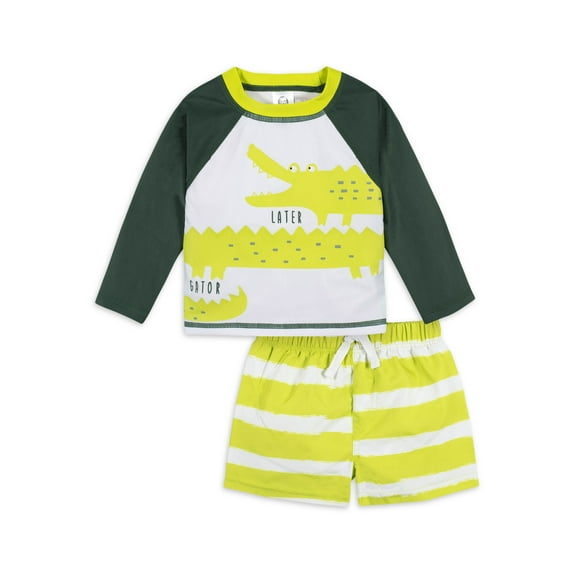 Gerber Baby & Toddler Boy Rashguard & Swim Trunks Set with UPF 50+, 2-Piece (0/3M - 5T)