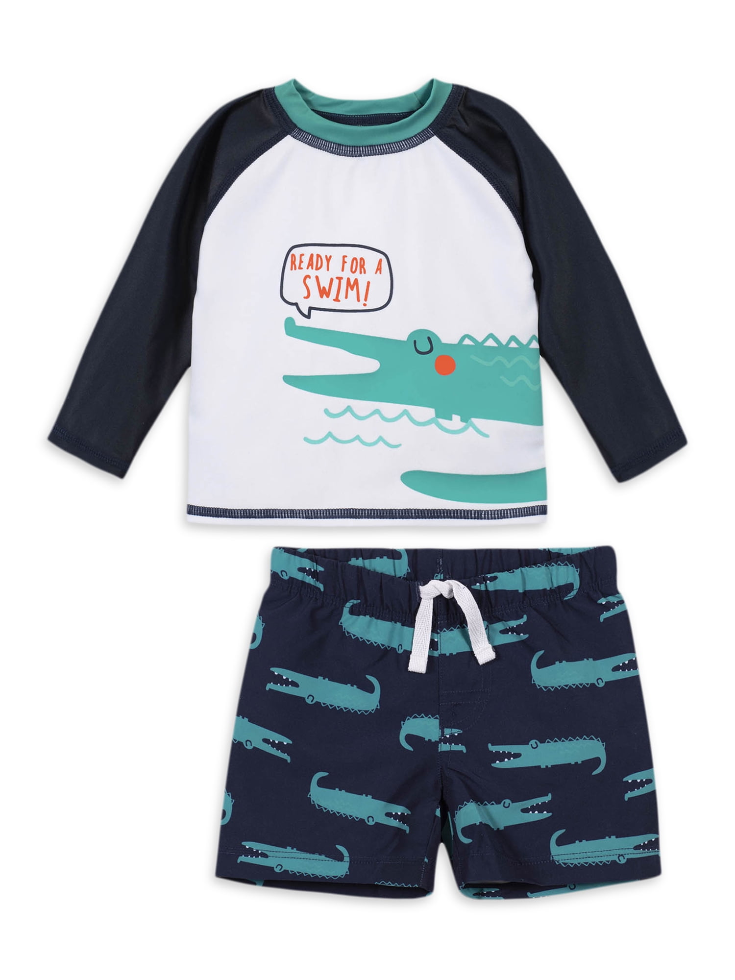Gerber Baby & Toddler Boy Rashguard & Swim Trunks Set with UPF 50+