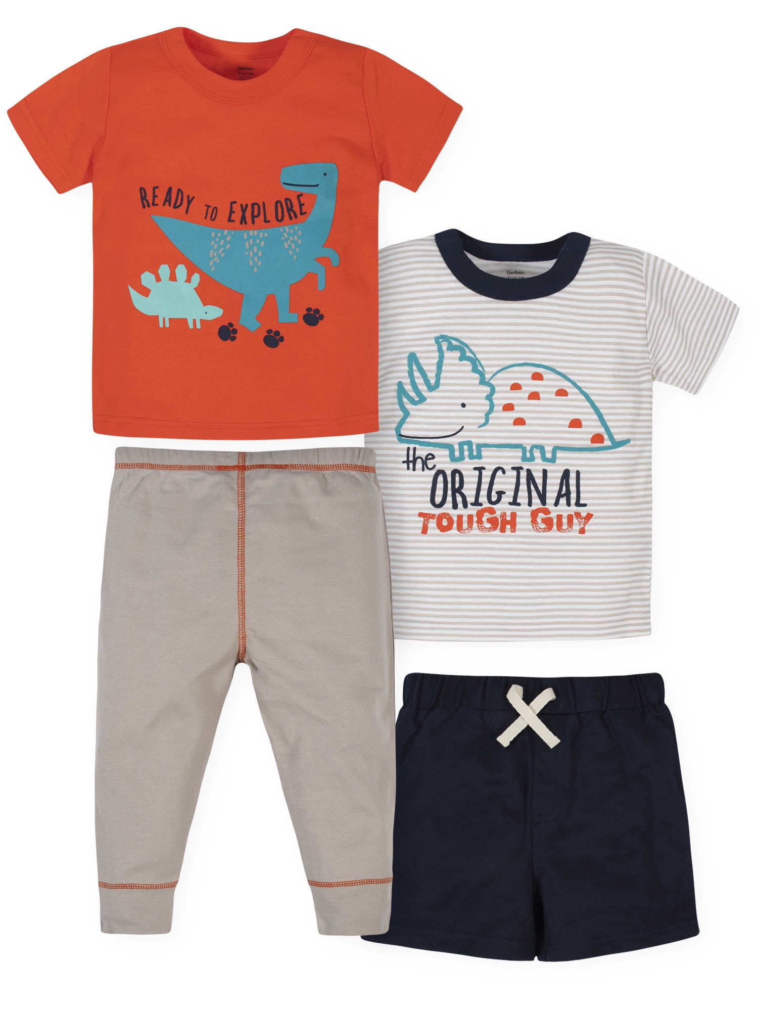 Gerber Baby & Toddler Boy Shirts, Shorts & Jogger Pants, 4pc Outfit Set ...
