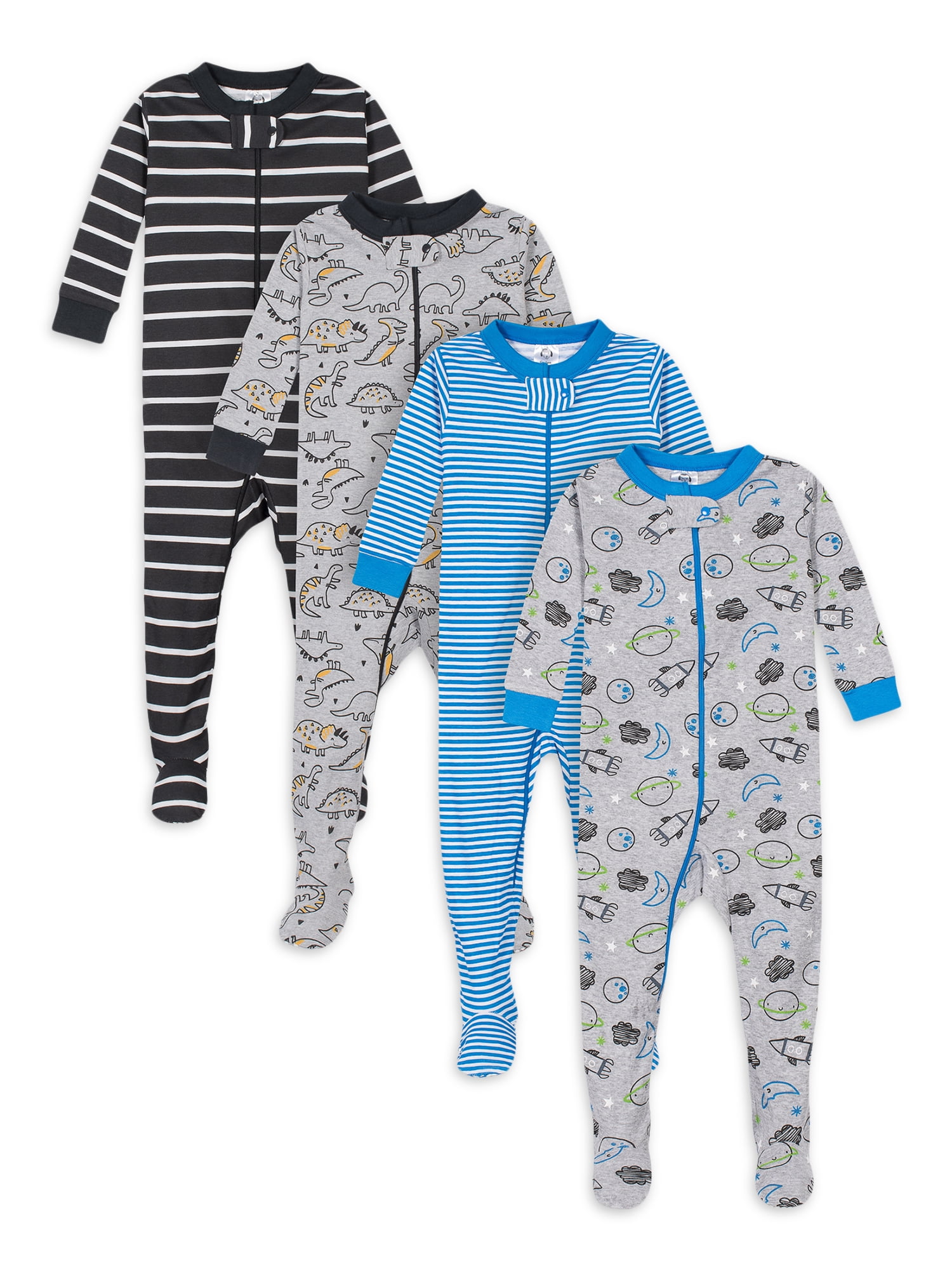 Gerber Baby & Toddler Boy Snug Fit Footed Cotton Pajamas, 4Pack, Sizes