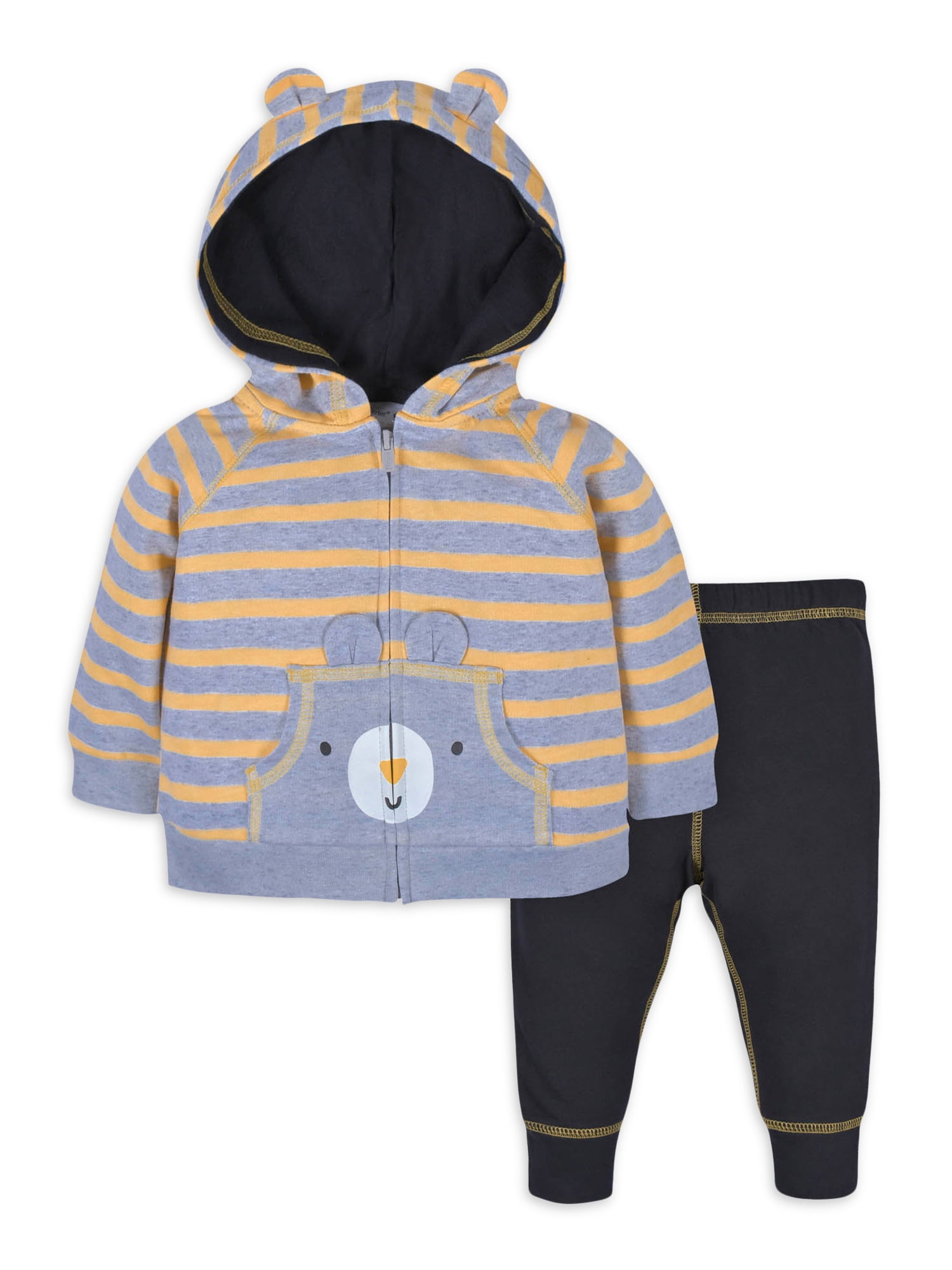 Gerber Baby & Toddler Boy Zip-Up Hoodie Sweater & Joggers Outfit Set, 2 ...