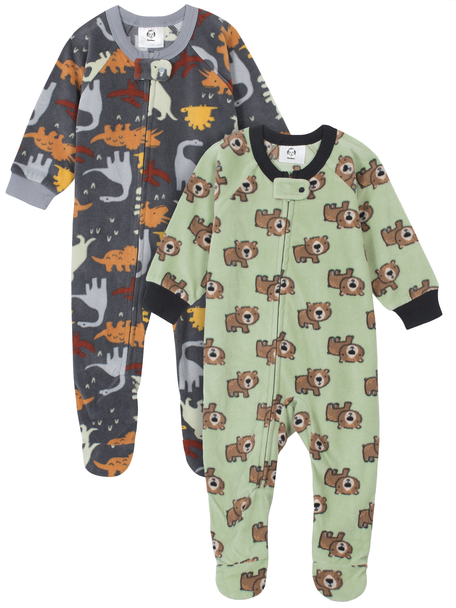 Gerber Baby & Toddler Boys Microfleece Blanket Sleeper Pajamas, 2Pack
