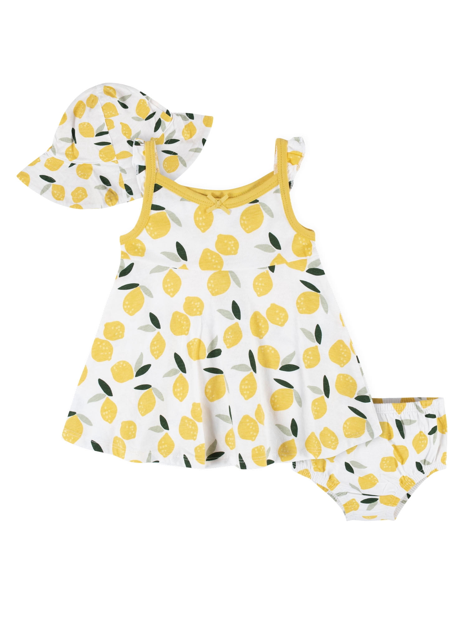 Gerber Baby & Toddler Girl Dress, Diaper Cover & Sun Hat Outfit Set, 3-Piece, (Newborn - 5T)