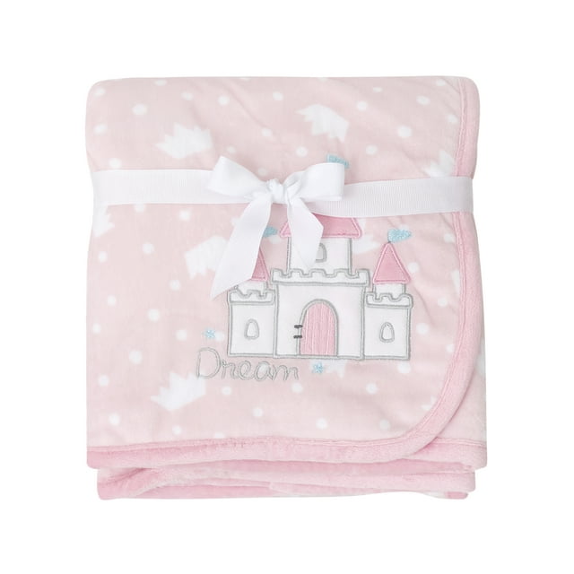 Gerber Baby & Toddler Girl Embroidered Plush Blanket with Fleece ...