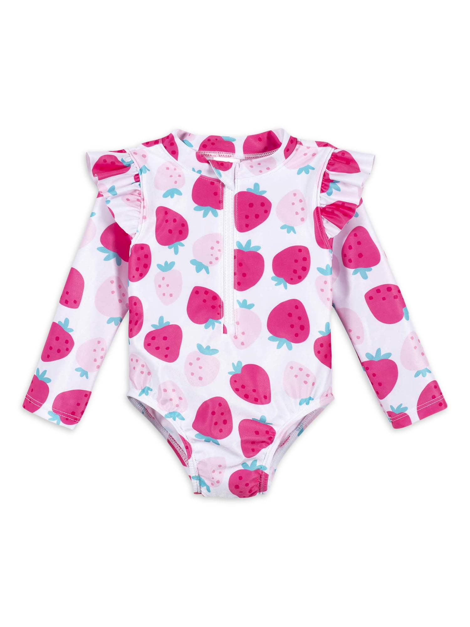 Baby Mädchen Badeanzug Einteilig UPF 50+ Sonnenschutz Lange Ärmel  Reißverschluss Snap Rash Guard (Wal)