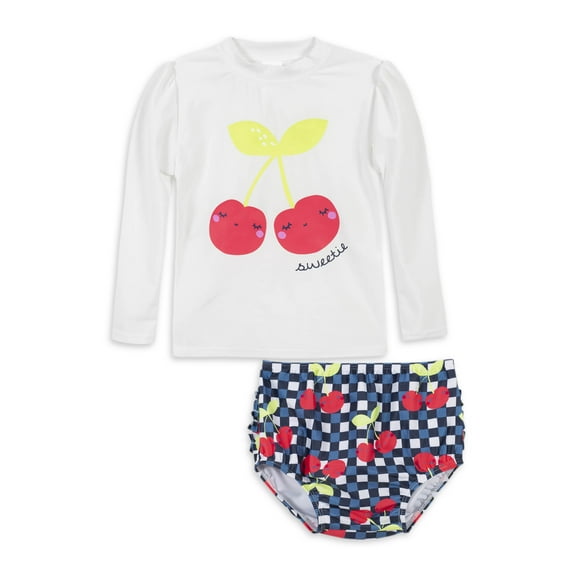 Gerber Baby & Toddler Girl Rashguard & Swim Bottoms Set with UPF 50+, 2-Piece, (0/3M - 5T)