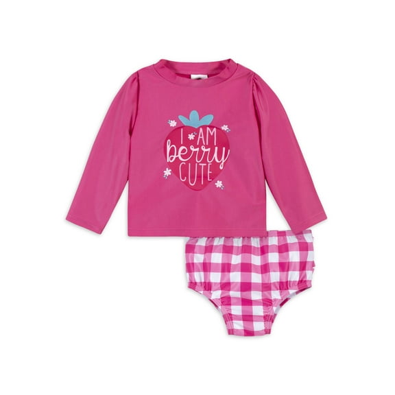Gerber Baby & Toddler Girl Rashguard & Swim Bottoms Set with UPF 50+, 2-Piece, (0/3M - 5T)