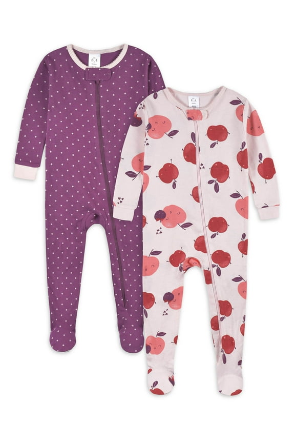 Baby & Toddler Girl Snug Fit Footed Cotton Pajamas, 2-Pack (0/3M - 5T)