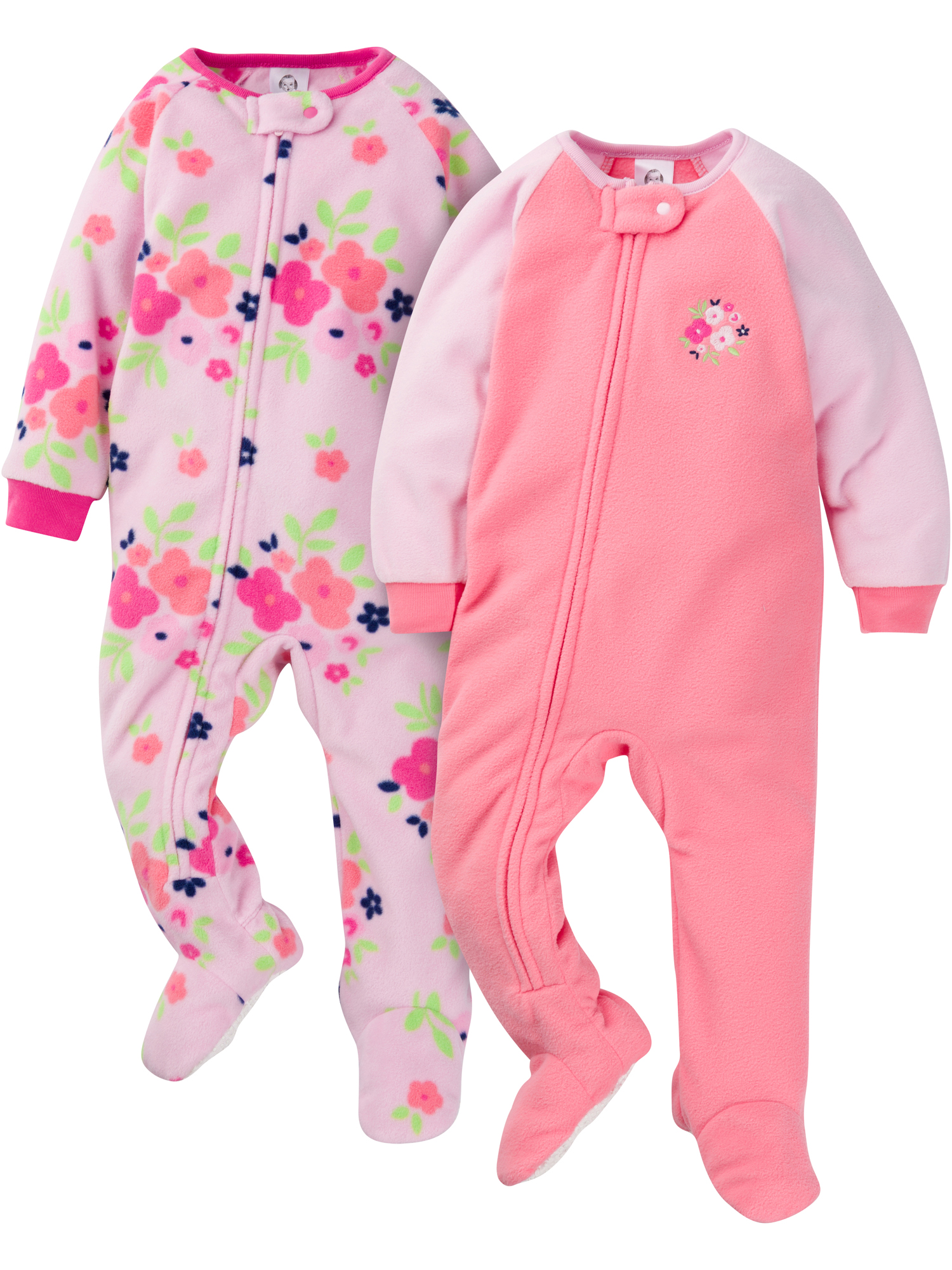Gerber Baby & Toddler Girls Microfleece Blanket Sleeper Pajama, 2-Pack (0/3 Months-5T) - image 1 of 11
