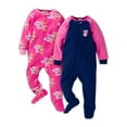 Gerber Baby & Toddler Girls Microfleece Blanket Sleeper Pajamas, 2Pack