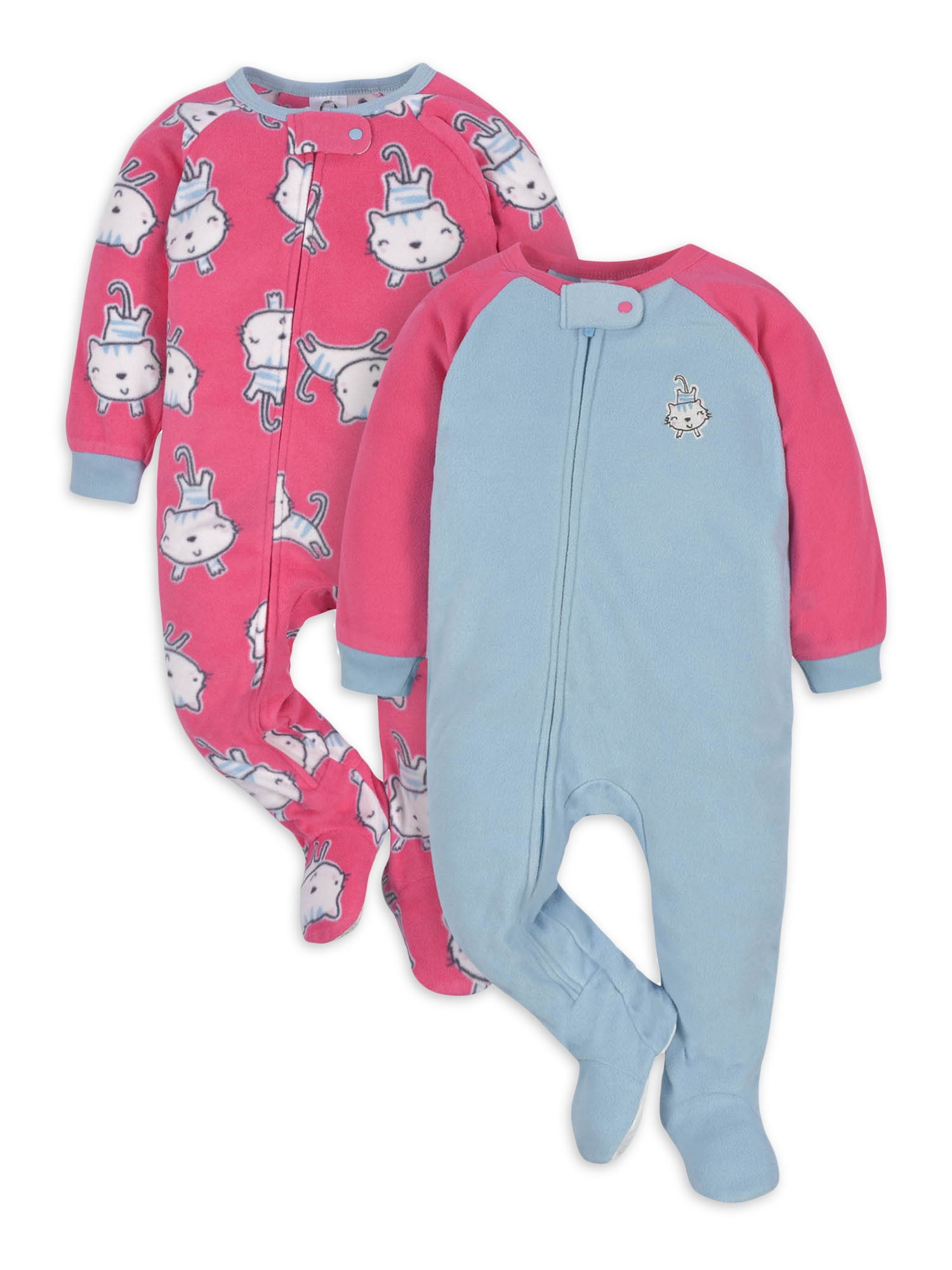 Gerber Baby & Toddler Girls Microfleece Blanket Sleeper Pajamas, 2Pack, Sizes 0/3M5T