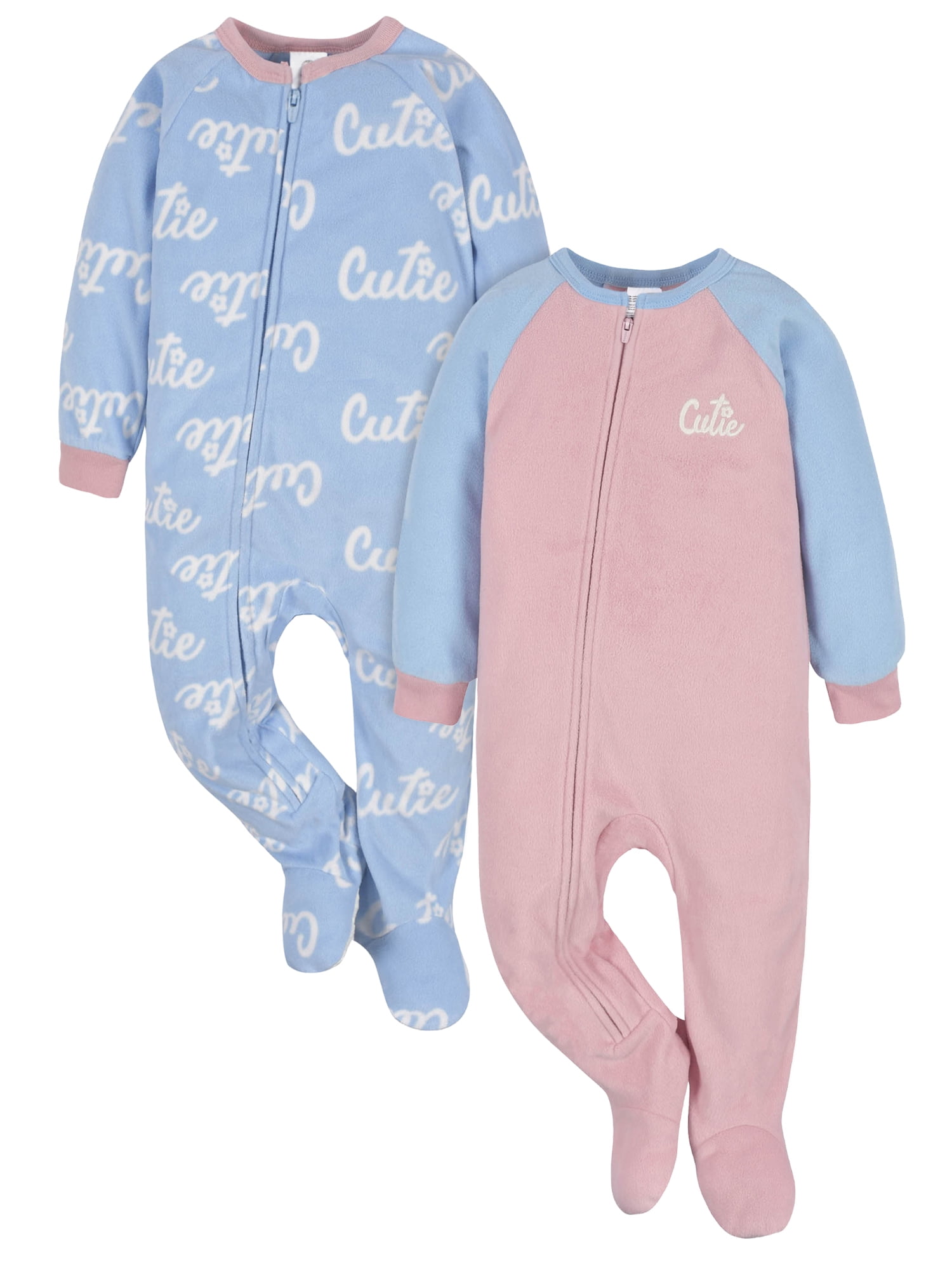 Gerber Baby & Toddler Girls Microfleece Blanket Sleeper Pajamas, 2Pack, Sizes 0/3M5T