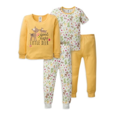 Gerber Baby & Toddler Girls Snug Fit Cotton Pajamas, 4-Piece