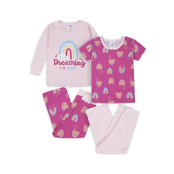 Gerber Baby & Toddler Girls Snug Fit Cotton Pajamas, 4pc Set (12M-5T)