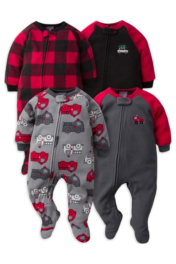 Baby & Toddler Neutral Microfleece Blanket Sleeper Pajamas, 4-Pack, 0/3 Months-5T