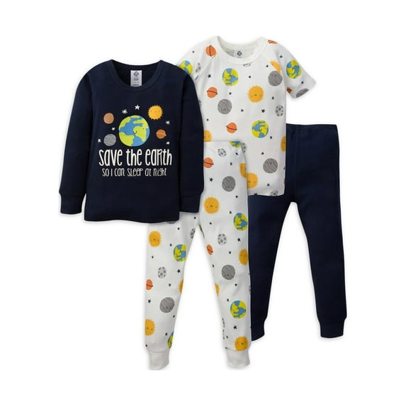 Gerber Baby & Toddler Neutral Snug Fit Cotton Pajamas, 4-Piece, 12 Months - 5T