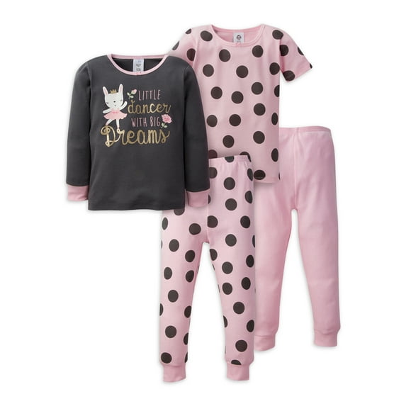 Gerber Baby & Toddler Neutral Snug Fit Cotton Pajamas, 4-Piece, 12 Months - 5T