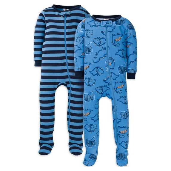 Gerber Baby & Toddler Neutral Snug Fit Footed Cotton Pajamas, 2-Pack, 0/3 Months - 5T