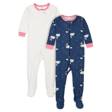 Gerber Baby & Toddler Neutral Snug Fit Footed Cotton Pajamas, 2-Pack, 0/3 Months - 5T
