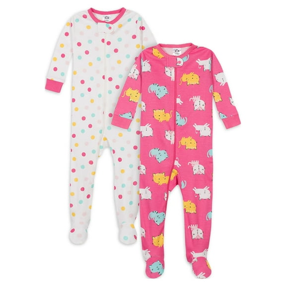 Gerber Baby & Toddler Neutral Snug Fit Footed Cotton Pajamas, 2-Pack, 0/3 Months - 5T