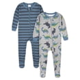 thumbnail image 1 of Gerber Baby & Toddler Neutral Snug Fit Footed Cotton Pajamas, 2-Pack, 0/3 Months - 5T, 1 of 10