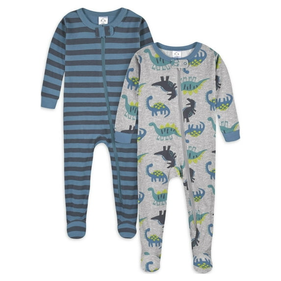 Gerber Baby & Toddler Neutral Snug Fit Footed Cotton Pajamas, 2-Pack, 0/3 Months - 5T