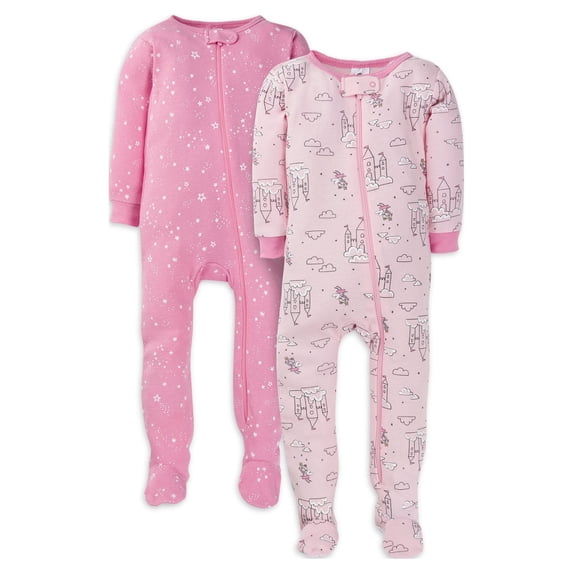 Gerber Baby & Toddler Neutral Snug Fit Footed Cotton Pajamas, 2-Pack, 0/3 Months - 5T