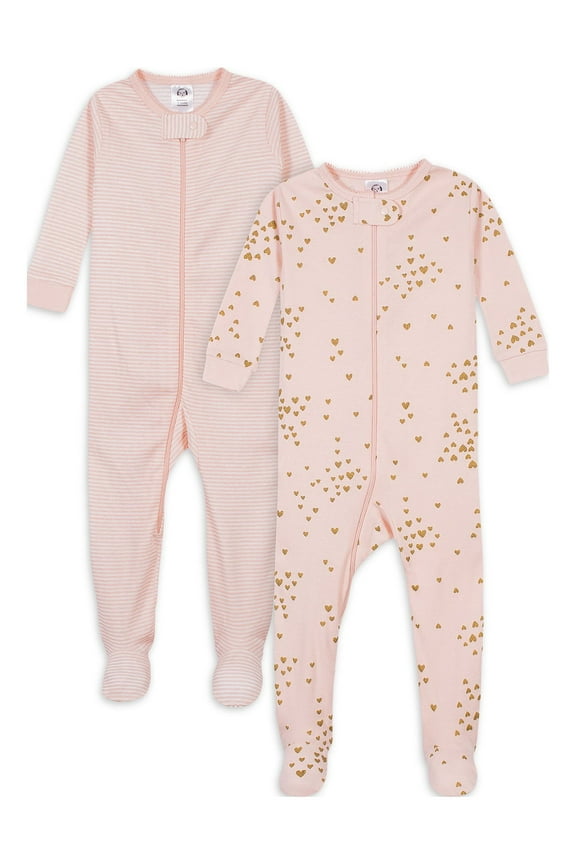 Baby & Toddler Neutral Snug Fit Footed Cotton Pajamas, 2-Pack, Sizes 0/3 Months - 5T